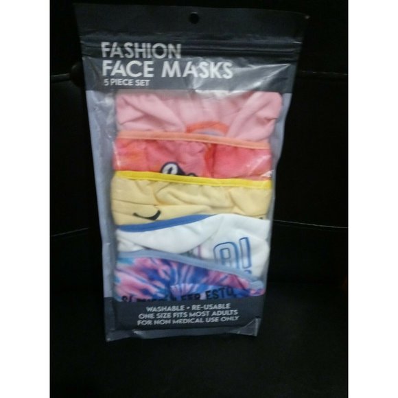 Fashion Face Sports Mask, 5-Pack, Washable Re-Usable. One Size Fits Most Adults - Picture 11 of 11